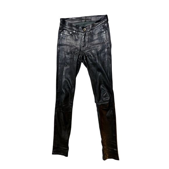 rag & bone / JEAN Washed Black Lamb Leather Skinny Pants – Size 24 - Picture 2 of 8